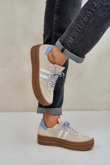 Zazoo N1068S4 Zomšiniai Sneakers modelio batai su platforma smėlio spalvos 2