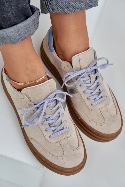 Zazoo N1068S4 Zomšiniai Sneakers modelio batai su platforma smėlio spalvos Zazoo N1068S4 Zomšiniai Sneakers modelio batai su platforma smėlio spalvos