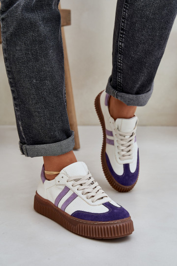 Zazoo N1068S6 Oda Žemas Sneakers modelio batai Moteriškas su platforma baltos spalvos