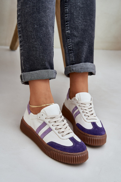 Zazoo N1068S6 Oda Žemas Sneakers modelio batai Moteriškas su platforma baltos spalvos