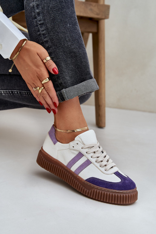 Zazoo N1068S6 Oda Žemas Sneakers modelio batai Moteriškas su platforma baltos spalvos