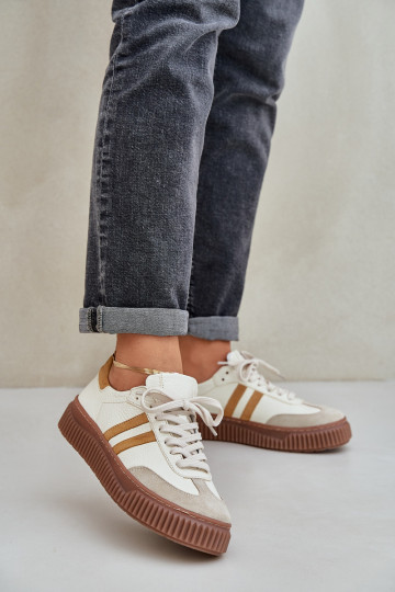 Zazoo N1068S6 Oda Žemas Sneakers modelio batai Moteriškas su platforma smėlio spalvos 2