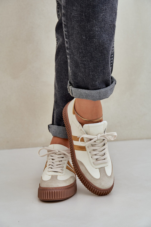 Zazoo N1068S6 Oda Žemas Sneakers modelio batai Moteriškas su platforma smėlio spalvos