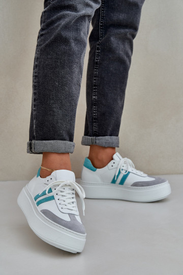 Zazoo N1068S8 Oda Žemas Sneakers modelio batai Moteriškas su platforma baltos spalvos