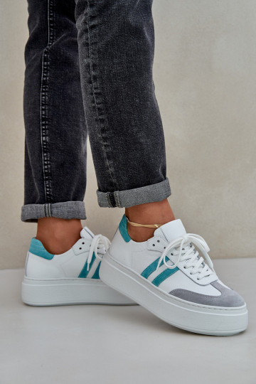 Zazoo N1068S8 Oda Žemas Sneakers modelio batai Moteriškas su platforma baltos spalvos 2