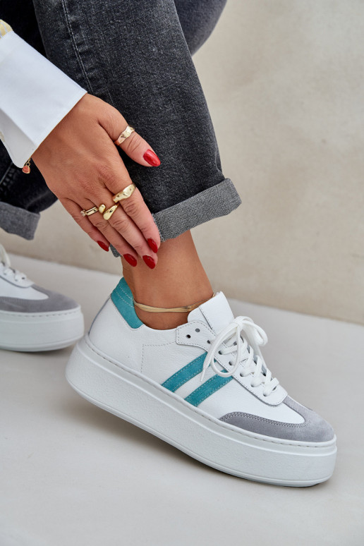 Zazoo N1068S8 Oda Žemas Sneakers modelio batai Moteriškas su platforma baltos spalvos Zazoo N1068S8 Oda Žemas Sneakers modelio batai Moteriškas su platforma baltos spalvos