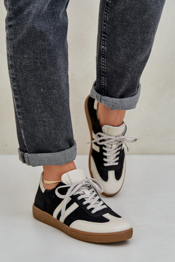 Zazoo N1068 Oda Žemas Sneakers modelio batai Moteriškas juodos spalvos 2