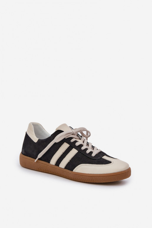 Zazoo N1068 Oda Žemas Sneakers modelio batai Moteriškas juodos spalvos Zazoo N1068 Oda Žemas Sneakers modelio batai Moteriškas juodos spalvos