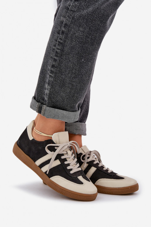 Zazoo N1068 Oda Žemas Sneakers modelio batai Moteriškas juodos spalvos Zazoo N1068 Oda Žemas Sneakers modelio batai Moteriškas juodos spalvos