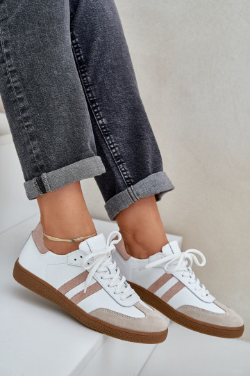 Zazoo N1068 Oda Žemas Sneakers modelio batai Moteriškas smėlio spalvos