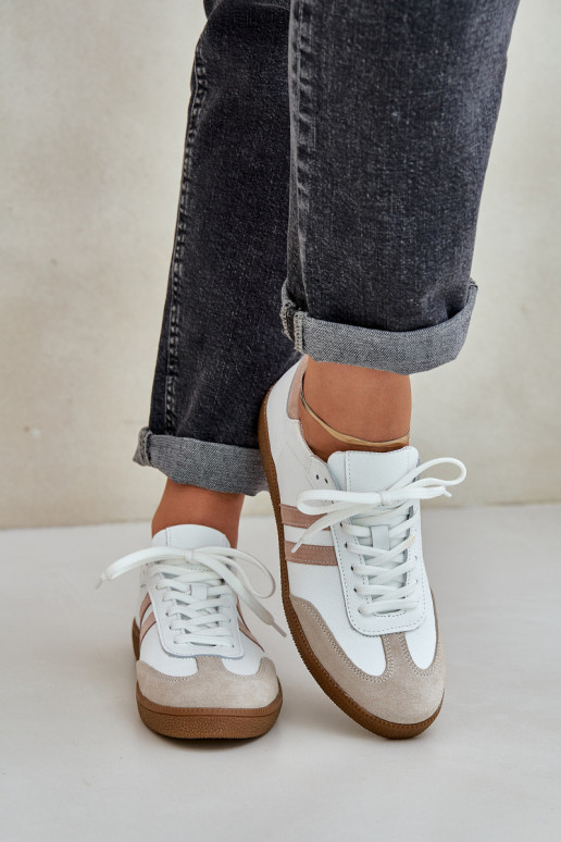 Zazoo N1068 Oda Žemas Sneakers modelio batai Moteriškas smėlio spalvos Zazoo N1068 Oda Žemas Sneakers modelio batai Moteriškas smėlio spalvos