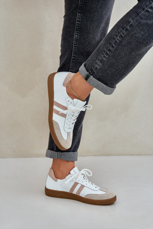 Zazoo N1068 Oda Žemas Sneakers modelio batai Moteriškas smėlio spalvos Zazoo N1068 Oda Žemas Sneakers modelio batai Moteriškas smėlio spalvos