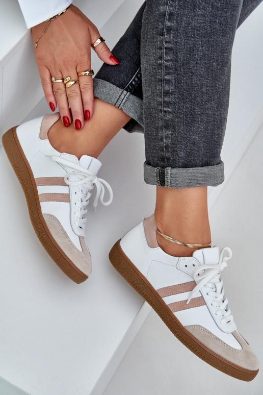 Zazoo N1068 Oda Žemas Sneakers modelio batai Moteriškas smėlio spalvos Zazoo N1068 Oda Žemas Sneakers modelio batai Moteriškas smėlio spalvos