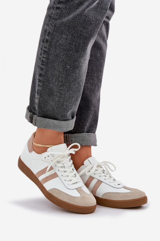 Zazoo N1068 Oda Žemas Sneakers modelio batai Moteriškas smėlio spalvos Zazoo N1068 Oda Žemas Sneakers modelio batai Moteriškas smėlio spalvos