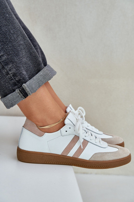 Zazoo N1068 Oda Žemas Sneakers modelio batai Moteriškas smėlio spalvos Zazoo N1068 Oda Žemas Sneakers modelio batai Moteriškas smėlio spalvos