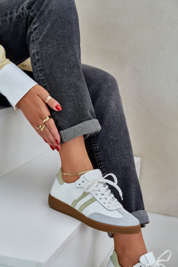 Zazoo N1068 Oda Žemas Sneakers modelio batai Moteriškas baltos spalvos