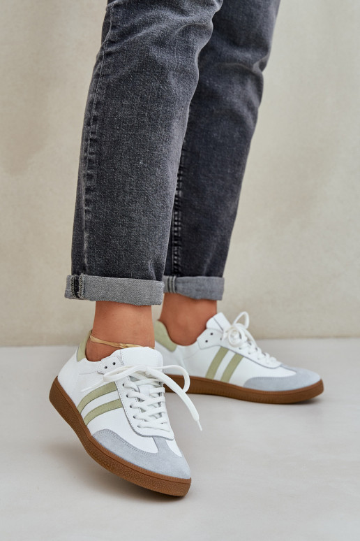 Zazoo N1068 Oda Žemas Sneakers modelio batai Moteriškas baltos spalvos