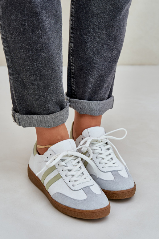 Zazoo N1068 Oda Žemas Sneakers modelio batai Moteriškas baltos spalvos