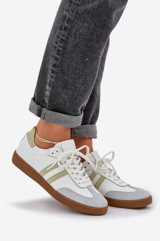 Zazoo N1068 Oda Žemas Sneakers modelio batai Moteriškas baltos spalvos