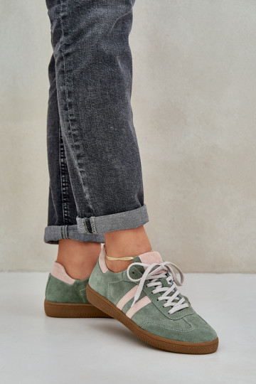 Zazoo N1068 iš zomšos Žemas Sneakers modelio batai Moteriškas žalios spalvos 2