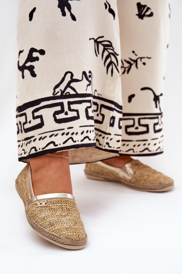 Elegantiško stiliaus Odinės espadrilės Su Braid Zazoo 10178 smėlio spalvos-aukso spalvos 2