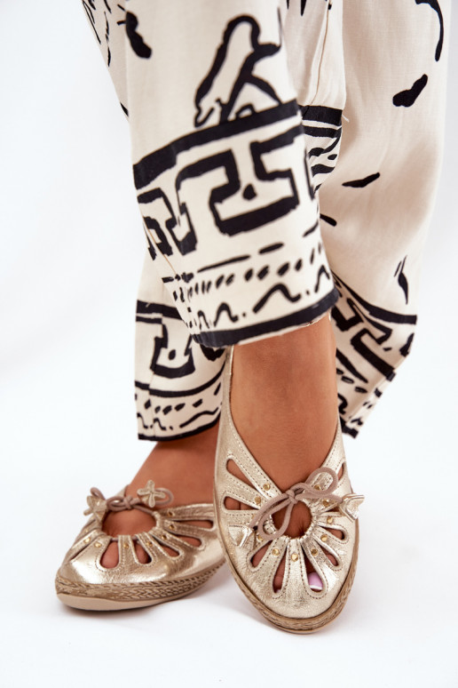 lygiapadžiai BalerinossuĮjungtaturalnej Skóry Zazoo 10179 aukso spalvos