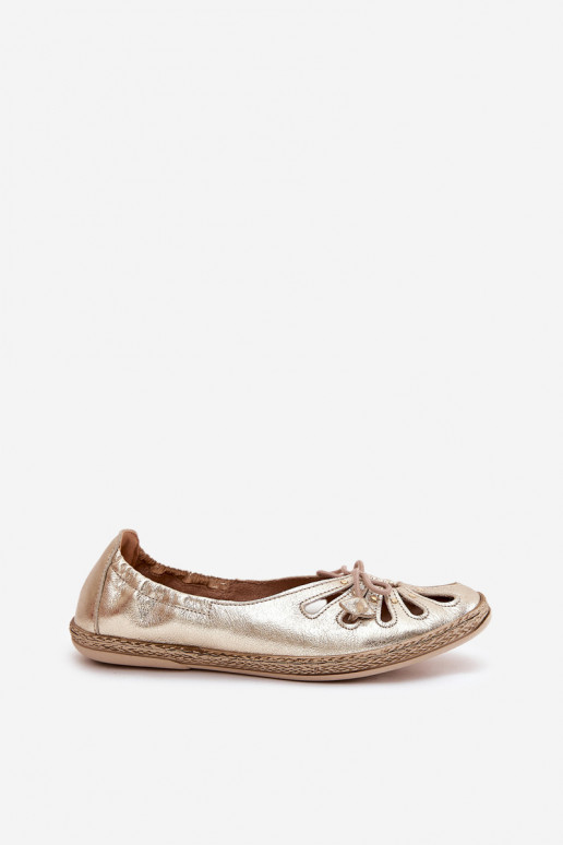 lygiapadžiai BalerinossuĮjungtaturalnej Skóry Zazoo 10179 aukso spalvos