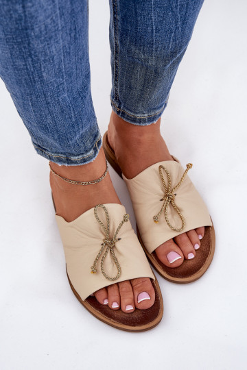 Zazoo 2659 Odinės šlepetės Moteriškas smėlio spalvos 2