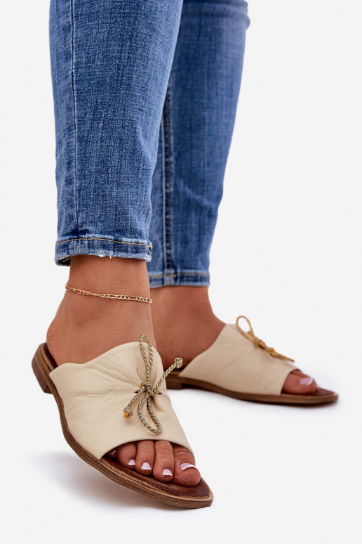 Zazoo 2659 Odinės šlepetės Moteriškas smėlio spalvos Zazoo 2659 Odinės šlepetės Moteriškas smėlio spalvos