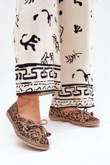 lygiapadžiai BalerinossuĮjungtaturalnej Skóry su leopardo kailio raštais Zazoo 10179 rudos spalvos