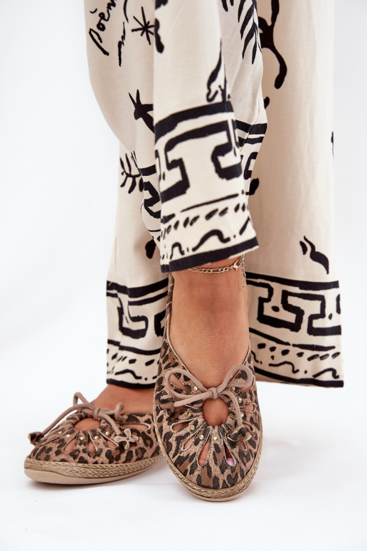 lygiapadžiai BalerinossuĮjungtaturalnej Skóry su leopardo kailio raštais Zazoo 10179 rudos spalvos lygiapadžiai BalerinossuĮjungtaturalnej Skóry su leopardo kailio raštais Zazoo 10179 rudos spalvos