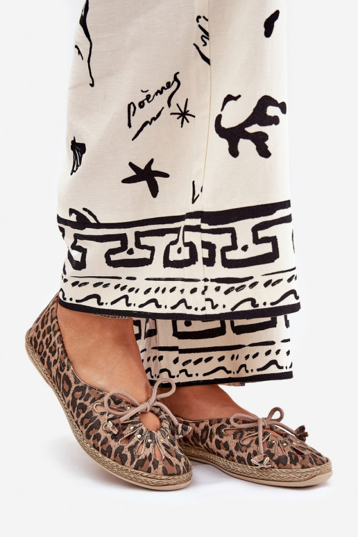 lygiapadžiai BalerinossuĮjungtaturalnej Skóry su leopardo kailio raštais Zazoo 10179 rudos spalvos lygiapadžiai BalerinossuĮjungtaturalnej Skóry su leopardo kailio raštais Zazoo 10179 rudos spalvos