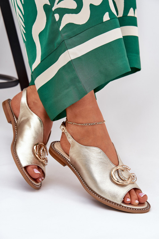 Moteriškos basutės su plačiais kulniukais su ornamentais Laura Messi 2865 aukso spalvos Moteriškos basutės su plačiais kulniukais su ornamentais Laura Messi 2865 aukso spalvos