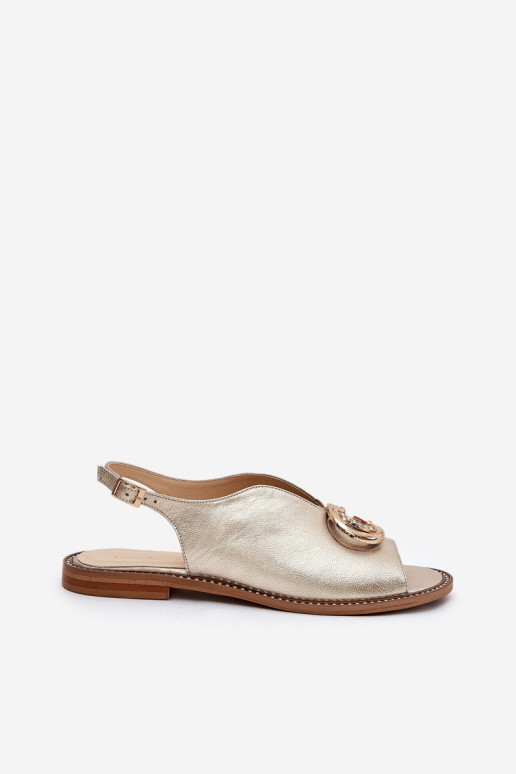 Moteriškos basutės su plačiais kulniukais su ornamentais Laura Messi 2865 aukso spalvos Moteriškos basutės su plačiais kulniukais su ornamentais Laura Messi 2865 aukso spalvos