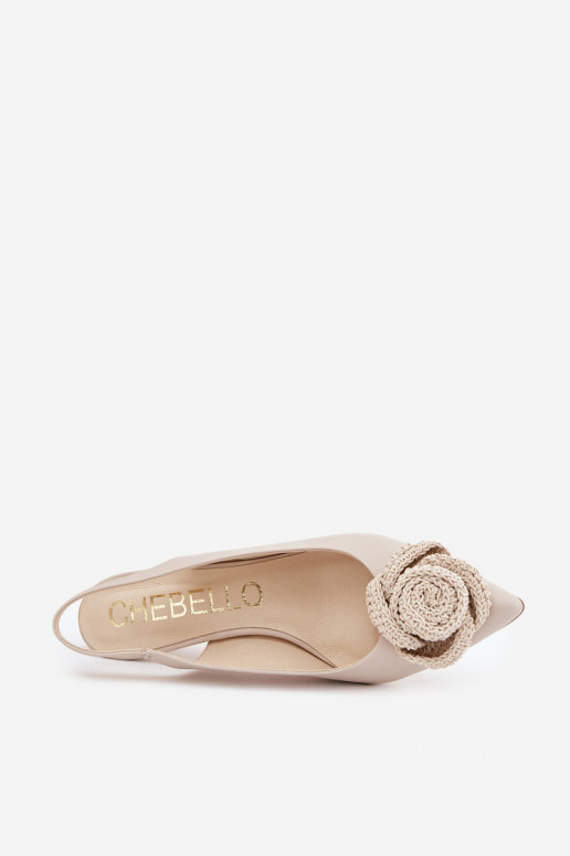 Oda Elegantiško stiliaus Bateliai su plonais kulniukais CheBello 4666 smėlio spalvos