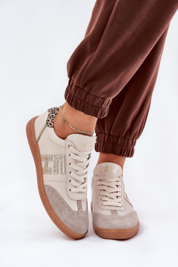 Oda sportiniai bateliai Sneakers modelio batai Moteriškas su leopardo kailio raštais CheBello 4640 smėlio spalvos 2