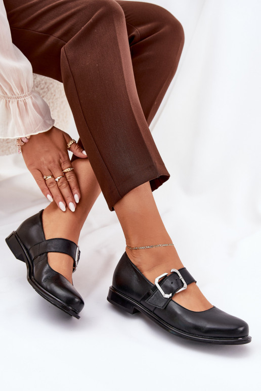 Oda batai Moteriškas su sagtimis Laura Messi 2980 juodos spalvos