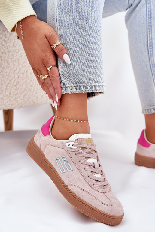 iš zomšos sportiniai bateliai Sneakers modelio batai Moteriškas D.Franklin DFSH387005 rožinės spalvos