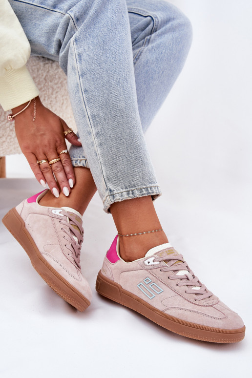 iš zomšos sportiniai bateliai Sneakers modelio batai Moteriškas D.Franklin DFSH387005 rožinės spalvos