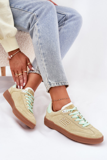 Zomšiniai moteriški sportiniai bateliai "Sneakers" D.Franklin DFSH387005 laimo spalvos