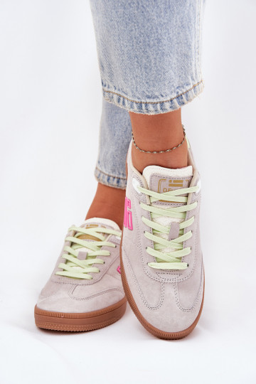 iš zomšos sportiniai bateliai Sneakers modelio batai Moteriškas D.Franklin DFSH387005 Zgaszona Biel 2