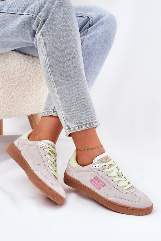 iš zomšos sportiniai bateliai Sneakers modelio batai Moteriškas D.Franklin DFSH387005 Zgaszona Biel iš zomšos sportiniai bateliai Sneakers modelio batai Moteriškas D.Franklin DFSH387005 Zgaszona Biel