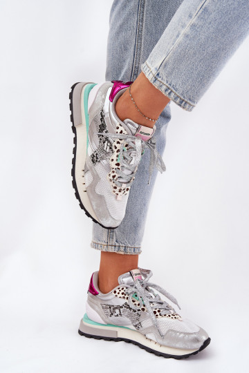 Sneakers modelio batai sportiniai bateliai Moteriškas D.Franklin DFSH378006 sidabro spalvos