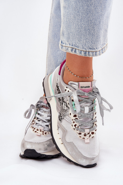 Sneakers modelio batai sportiniai bateliai Moteriškas D.Franklin DFSH378006 sidabro spalvos Sneakers modelio batai sportiniai bateliai Moteriškas D.Franklin DFSH378006 sidabro spalvos