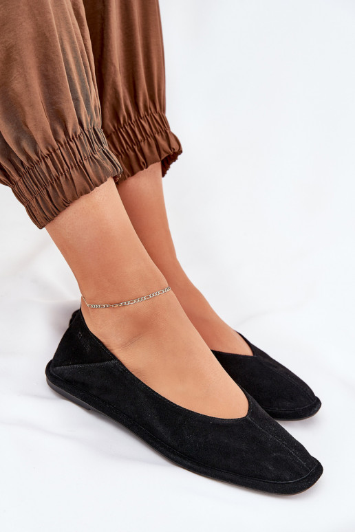 Zomšinės balerinos Moteriškas Big Star RR274080 juodos spalvos