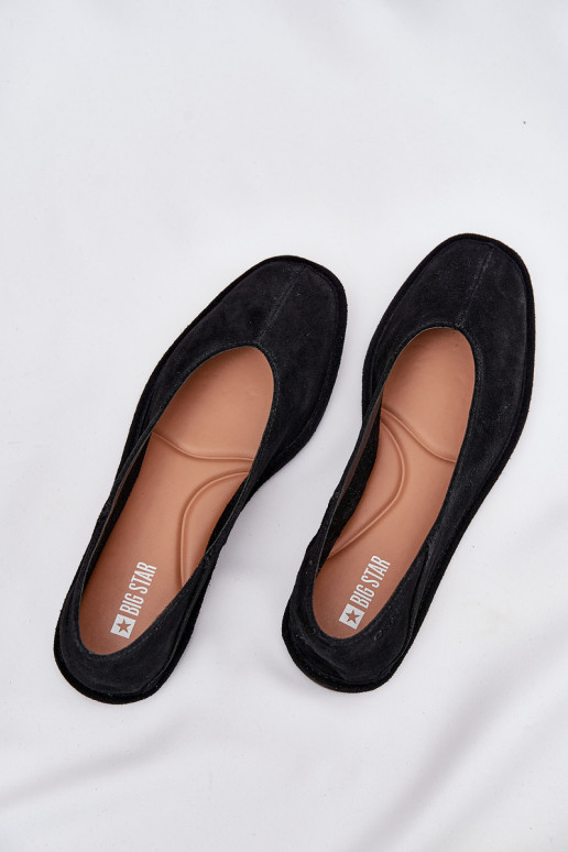 Zomšinės balerinos Moteriškas Big Star RR274080 juodos spalvos