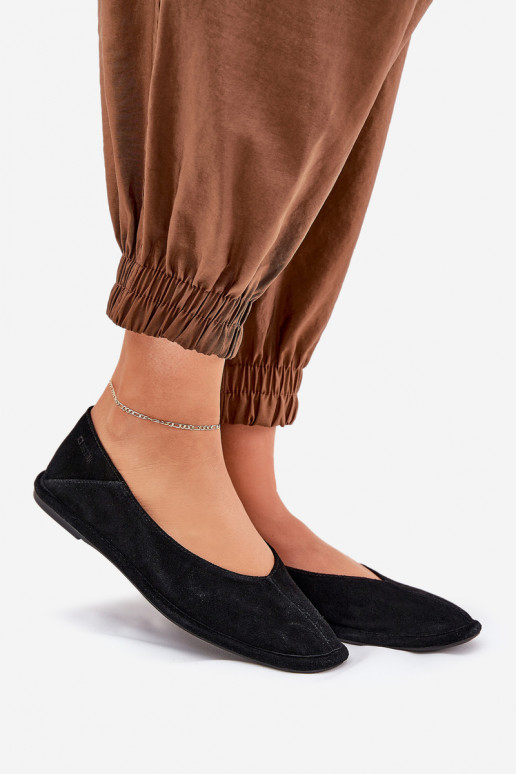 Zomšinės balerinos Moteriškas Big Star RR274080 juodos spalvos