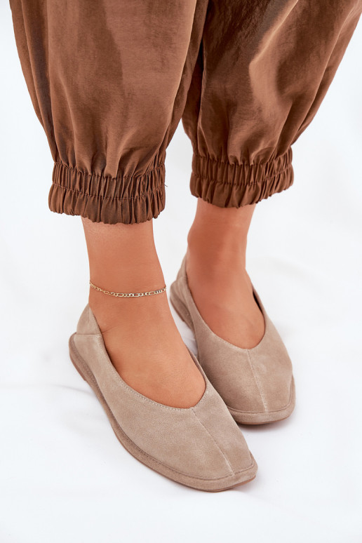 Zomšinės balerinos Moteriškas Big Star RR274082 smėlio spalvos Zomšinės balerinos Moteriškas Big Star RR274082 smėlio spalvos