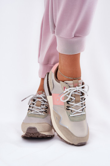 iš zomšos Sneakers modelio batai Moteriškas Big Star RR274243 HI-POLY SYSTEM pilka-rožinės spalvos 2