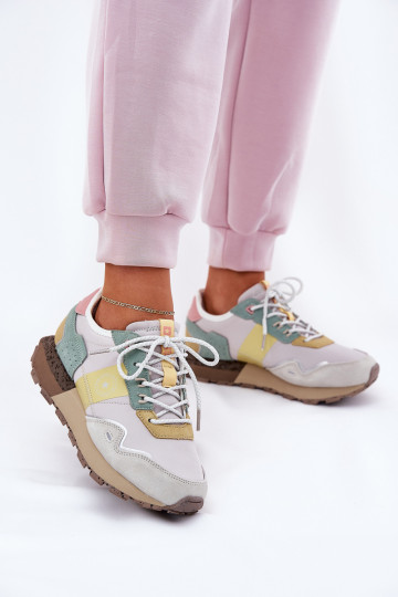 iš zomšos Sneakers modelio batai Moteriškas Big Star RR274244 HI-POLY SYSTEM pilka-geltonos spalvos 2